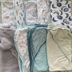Nine (9) infant bath towels